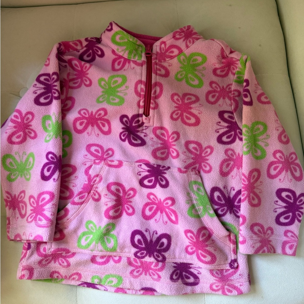 Hanna Andersson Pink and Green Butterfly Kids Jacket